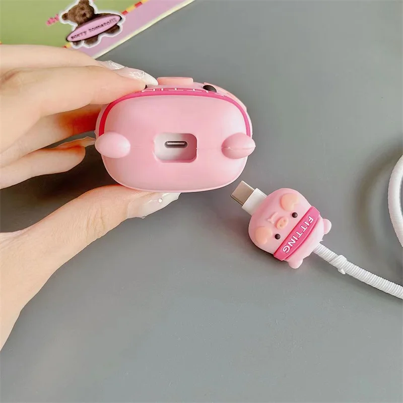 Cute Cartoon 3D Piggy Soft Silicone Charger Protective Case For IPhone 11 12 18W-20W Fast Charge Protection Charger Case Sleeve