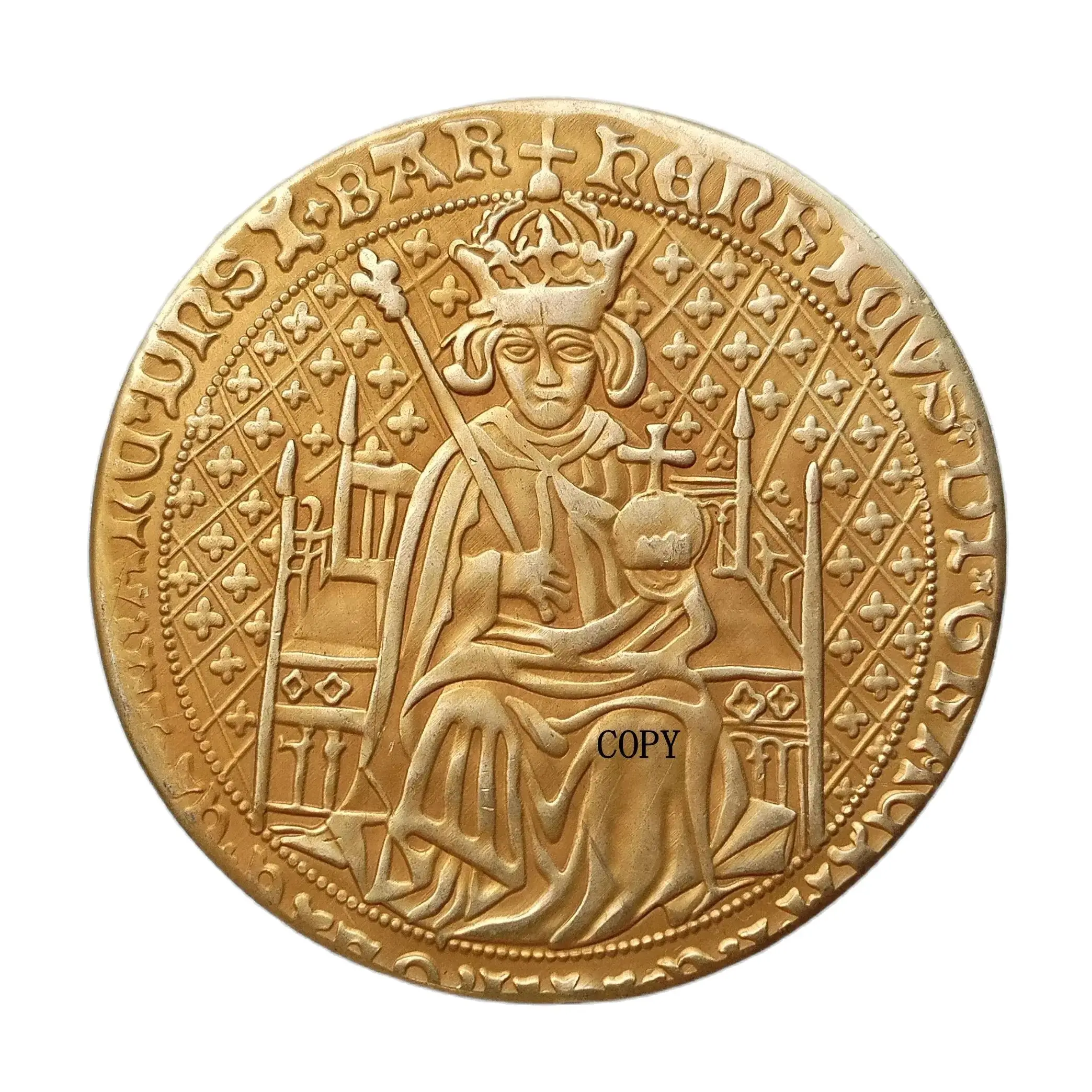 UF48 GREAT BRITAIN 1 Sovereign - Henry VII 1492 Brass Gold Color Copy Coin