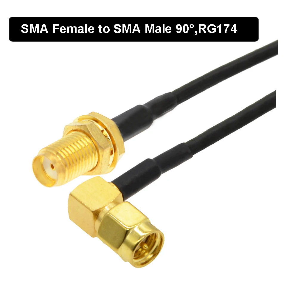 SMA to Elbow SMA / RP-SMA Male Right Angle Extension Cable RG174 Pigtail RF Coaxial Jumper WIFI Router Antenna Adapter Cable
