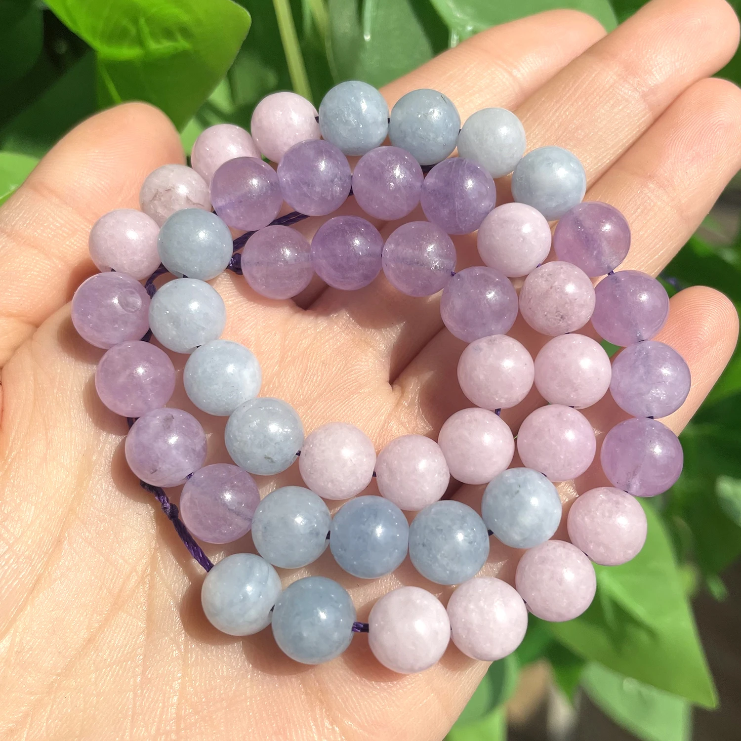 Natural Stone Purple Morganite Beads Round Loose Spacer Gemstone Beads 6 8 10mm for Jewelry Making Bracelets DIY 15\