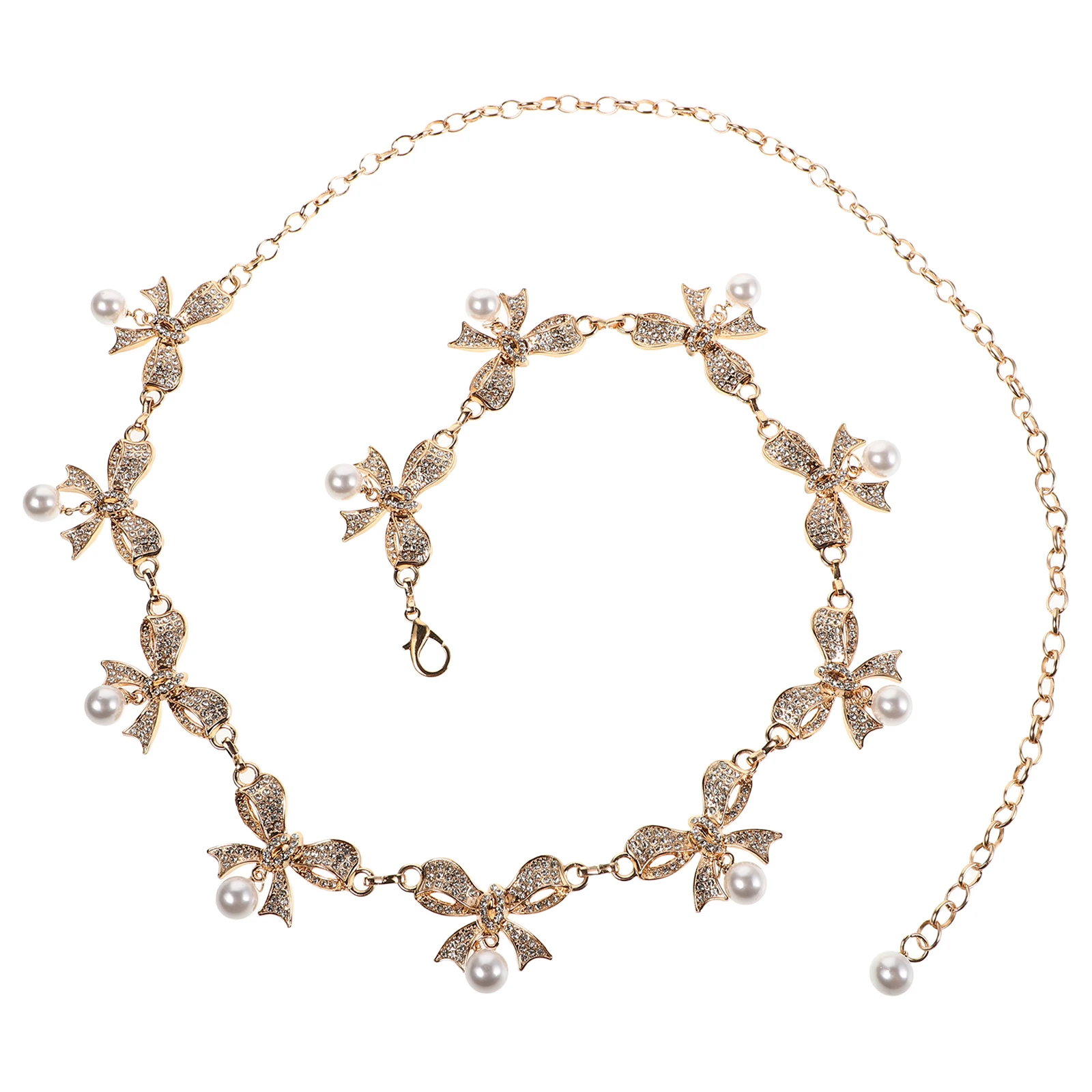 

Butterfly Bowknot Waist Chain Pearl Texture Zinc Alloy Adjustable Body Jewelry for Women Belly Chain Accessories