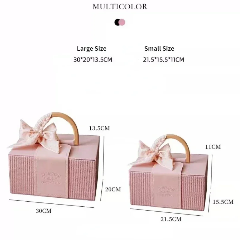 Luxury Leather Handheld Candy Box Wedding Bridesmaid Makeup Bag Birthday New Year Christmas Holiday Present Packaging Boxes