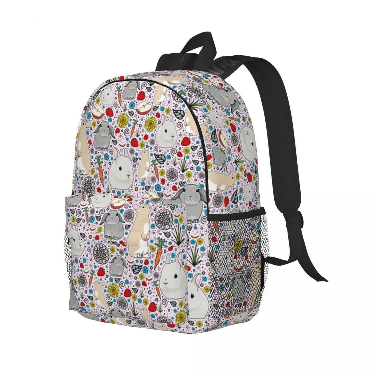 Mochilas de coelho rosa de grande capacidade para meninos e meninas, mochilas escolares casuais, mochila de viagem, bolsa de ombro