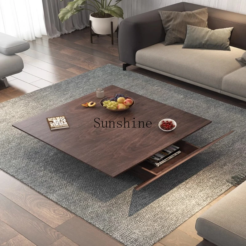 

Nordic modern simple black oak grain living room square tea table