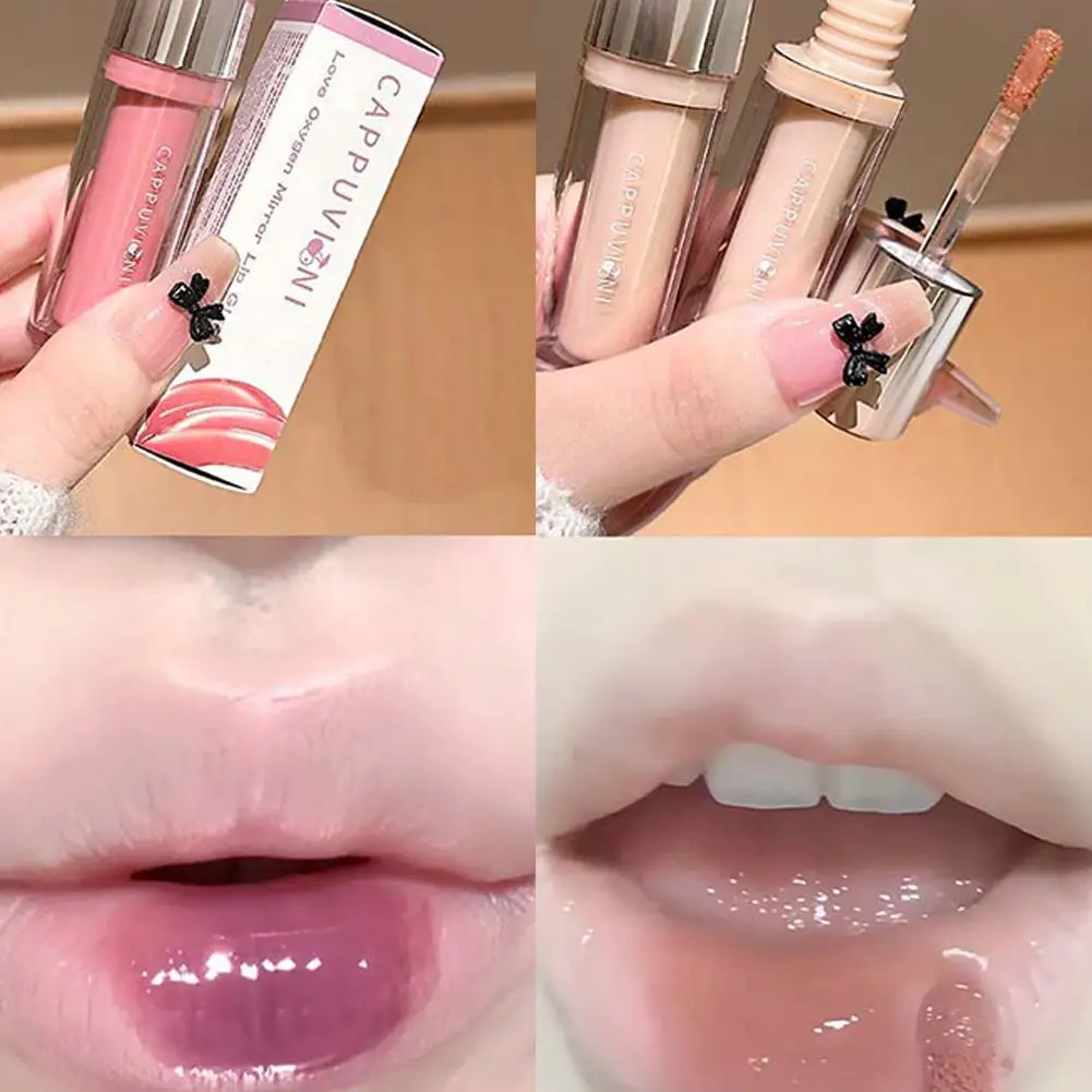 Spiegel Glanz Lippenstift Stift Herz Form Lip Plumper Guava Glanz Balsam Glasur Kristall Tönung Lip Make-Up Rosa Typ Drücken Lip X6A5
