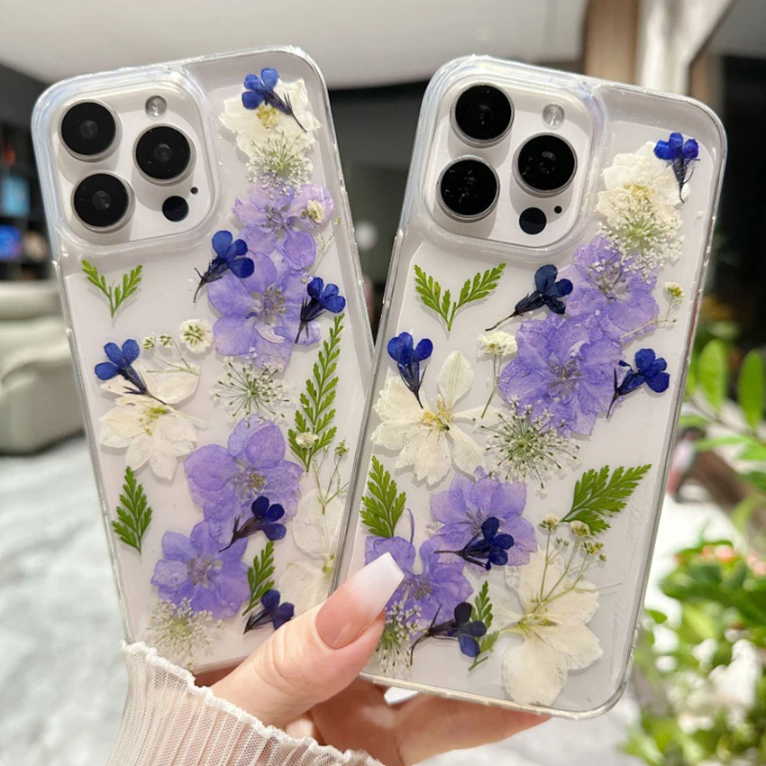 

Painted flowers phone case for iPhone 16 15 14 13 Pro 12 11 Max plus 16pro transparent phone case simplicity hard 15promax cover