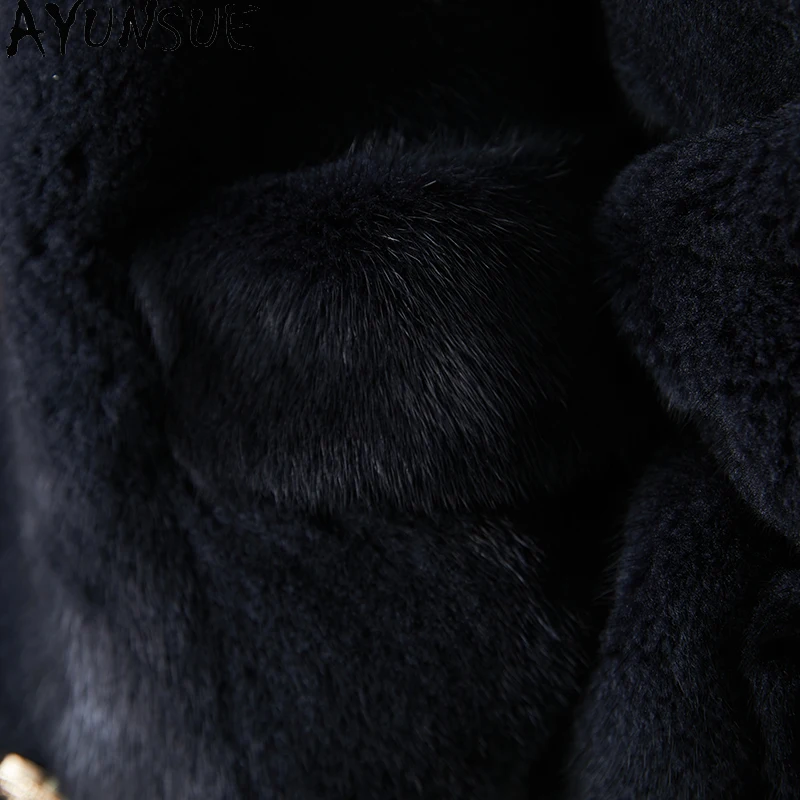 AYUNSUE Cappotto di pelliccia di visone naturale per donna Cappotti invernali 2025 Abbigliamento moda coreana Capispalla femminile di alta qualità Manteau Femme