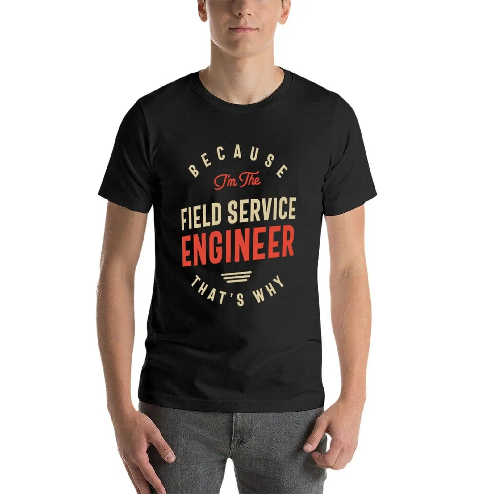 Camiseta de trabajador de cumpleaños de ingeniero de servicio de campo, ropa vintage, camisetas negras para hombres