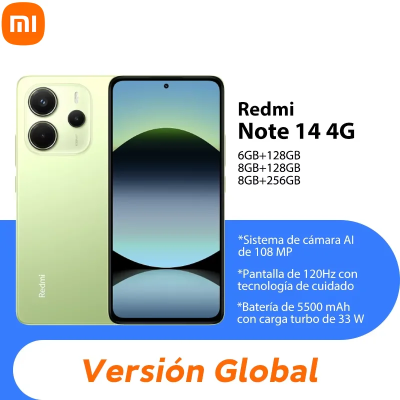Global Version Redmi Note 14 4G Smartphone 108MP AI Camera 5500mAh Battery 33W MediaTek Helio G99-Ultra 120Hz Xiaomi Cellphone