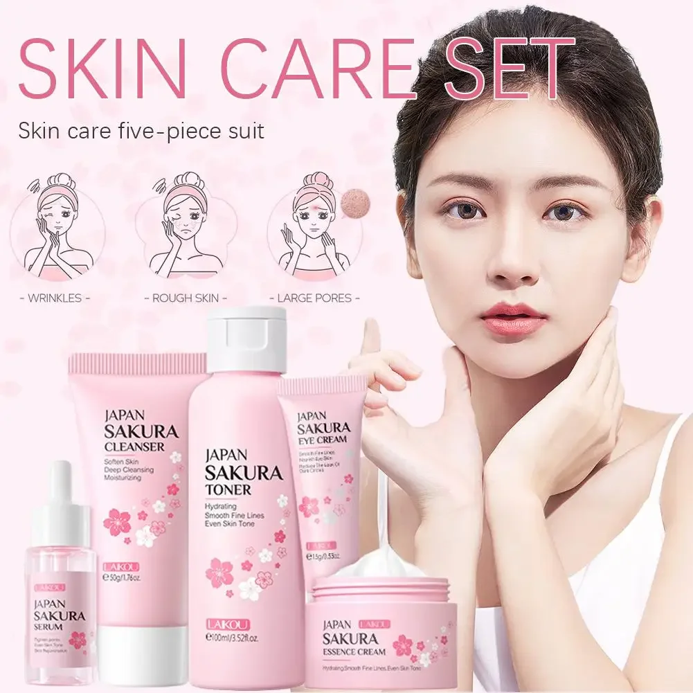 Facial Cleaner Korean Face Serum Peeling Gel Moisturize Fade Dark Circles Eye Cream Cosmetics Skin Care Set