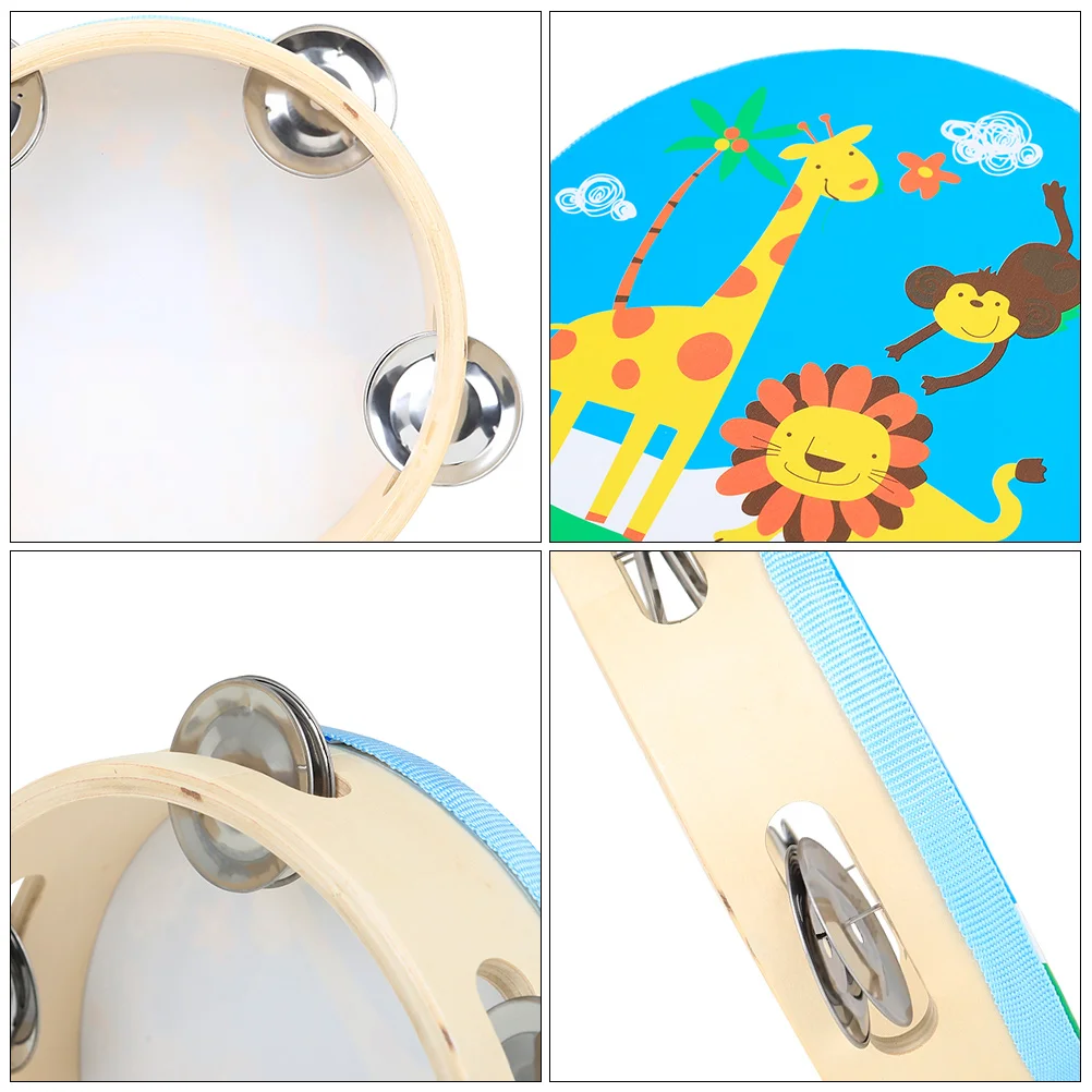 

Cartoon Ring Drum Kids Music Toy 360 Degree Smooth Edge Colorful Tambourine Baby Grasping Training Hand Strength Exercise Child