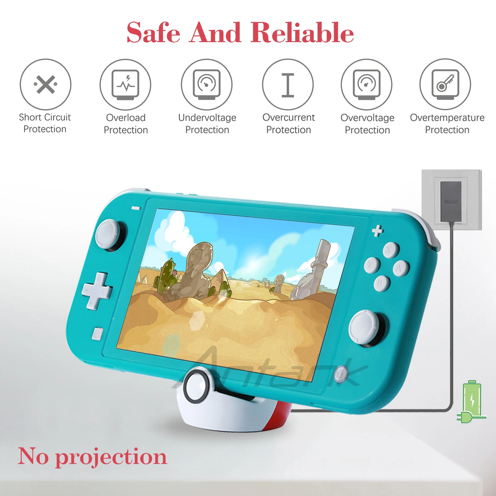 Antank Portable Charging Bracket For Nintendo Switch/Switch Lite/Switch OLED, Cute Switch Base, With USB-C port for Switch Game