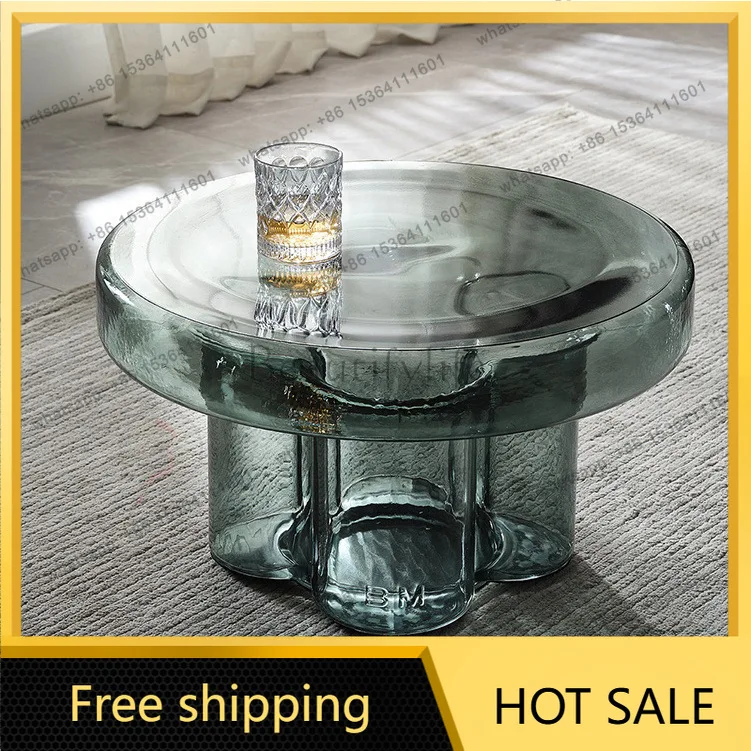 LS creative art tall and short combination round petals light luxury tempered glass sofa edge several small apartments