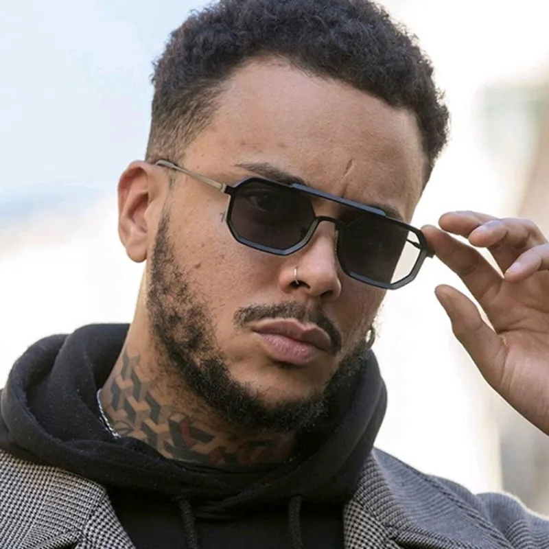 

Новые двухлучевые металлические солнцезащитные очки в большой многоугольной оправе, модные женские и мужские солнцезащитные очки, зеркальные очки UV400 Gafas De Sol