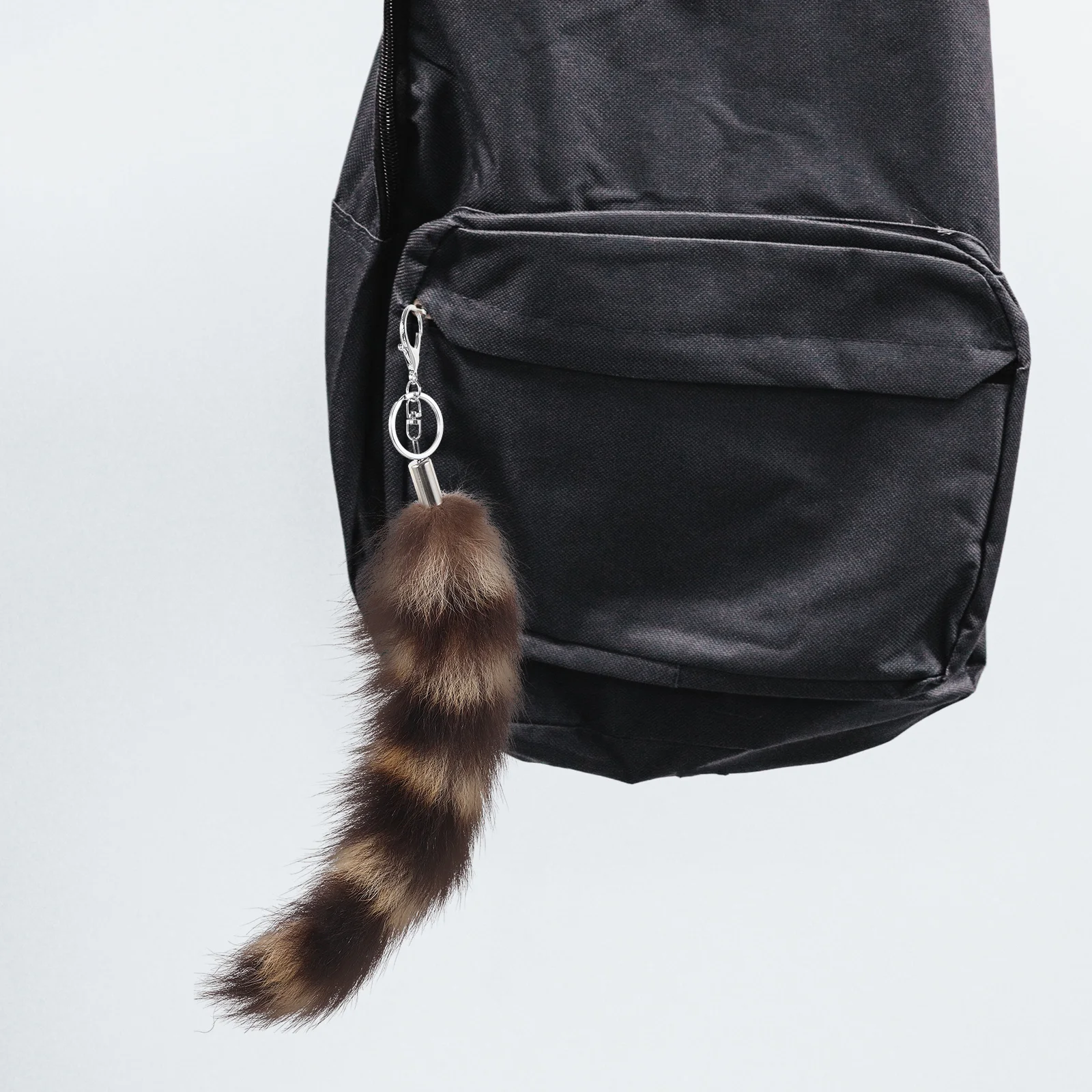 American Raccoon Pendant Bag Charms Keychain Aesthetic Car Chains Women Tail Purse for Backpacks Fur Fuzzy Locket