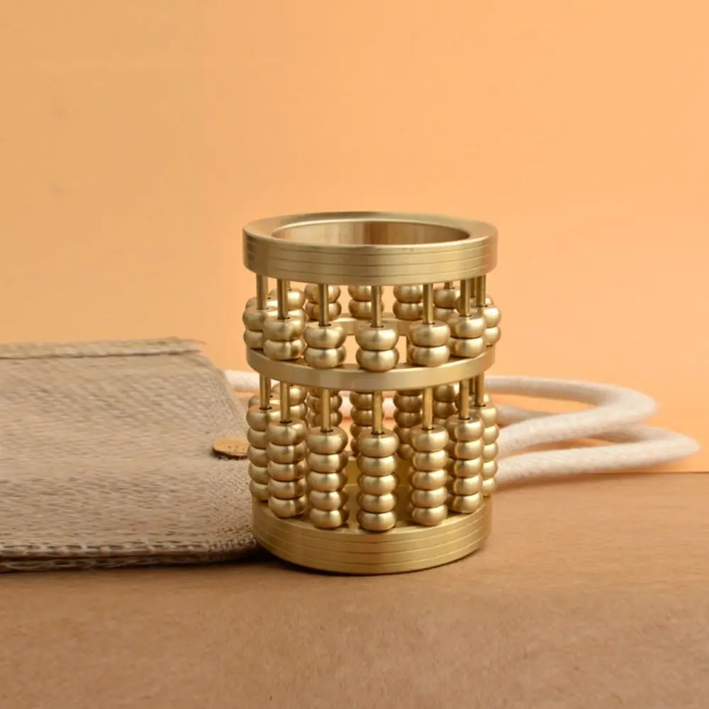 Imagem -02 - Mini Recipiente Lápis em Forma de Ábaco Porta Caneta de Latão Dourado Decoração de Vaso Amplamente Utilizado Cilindro Decorativo Pincéis de Maquiagem Mesa