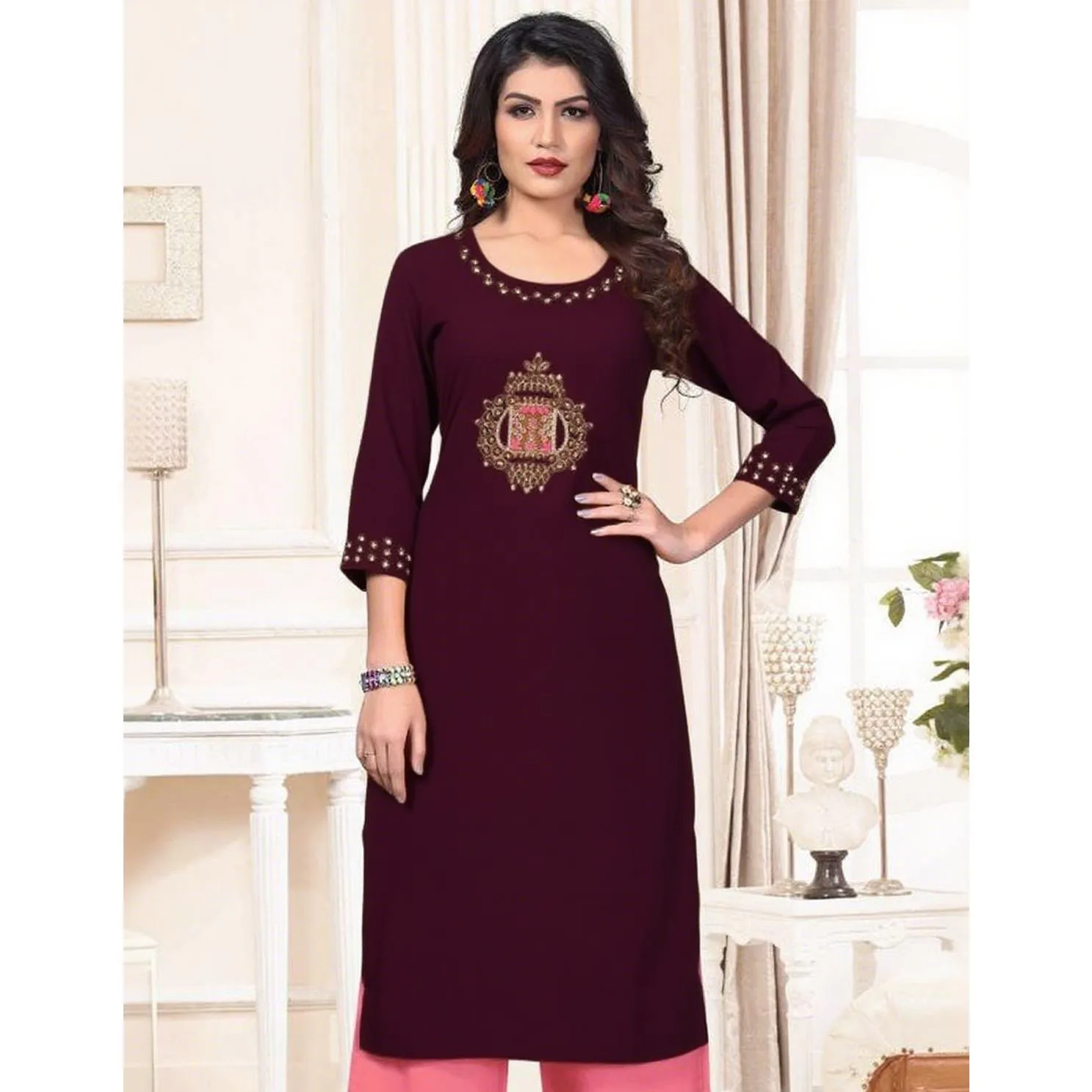 Muzułmańska Kurtta Damska Moda Wygodna Sukienka Prosta Krój Casual Etniczny Paw Muzułmańska Kurtta Turecka Abaja