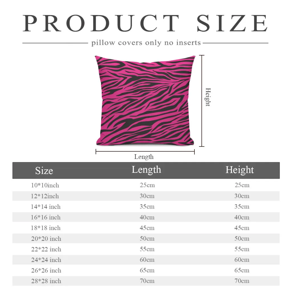 Pink Zebra Print Hot Pink Pattern Polyester Cushion Cover For Bedroom Chair Decorative Breathable Coussincase