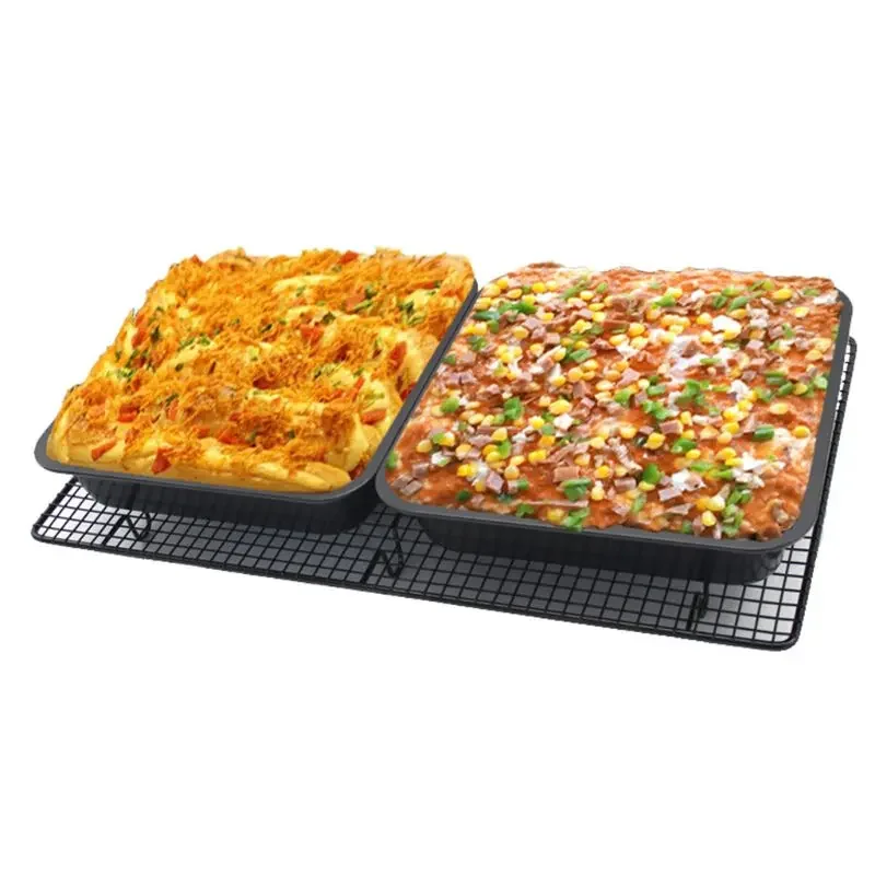 Non Stick Pizza Pan Bakeware Carbon Steel Square Deep Plate Tray Bread Cake Mold Kitchen Baking Tools Metal Shape for Baking