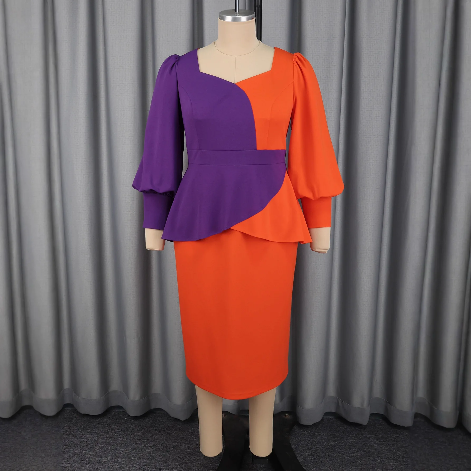 

Plus Size African Dresses for Women 2026 Autumn Elegant African Long Sleeve Polyester Party Evening Bodycon Midi Dress L-4XL