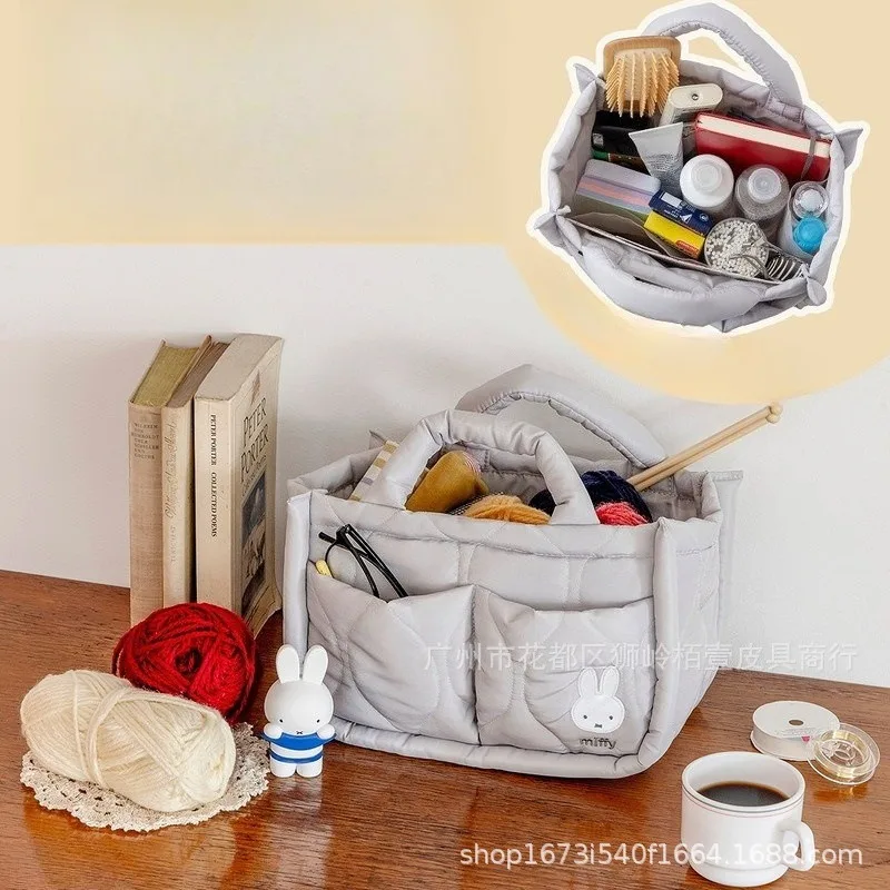 

Hot Cute Miffy Series Handbag Creativity Embroidery Transverse Square High-capacity Storage Bag Desktop Finishing Supplies