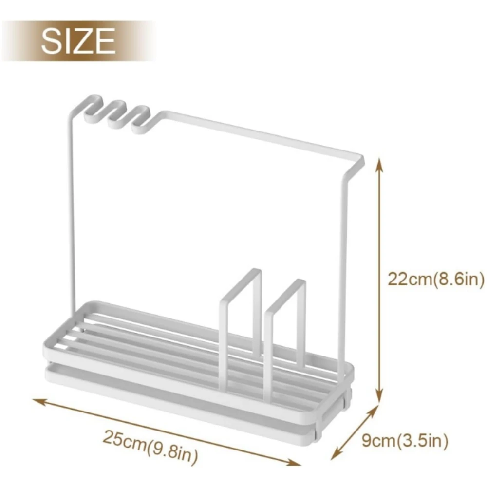 Kitchen Storage Rack Towel Sponge Drain Racks Sink Desktop Organizer Accessories Carbon Steel Brush Storage Bathroom Soap Holder
