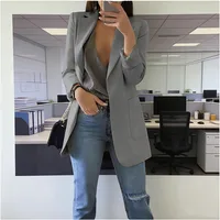 Chaqueta Elegante 2026 para Mujer, Traje de Oficina Casual Británico Profesional, Chaqueta sin Botones con Cuello y Bolsillos, Estilo Simple