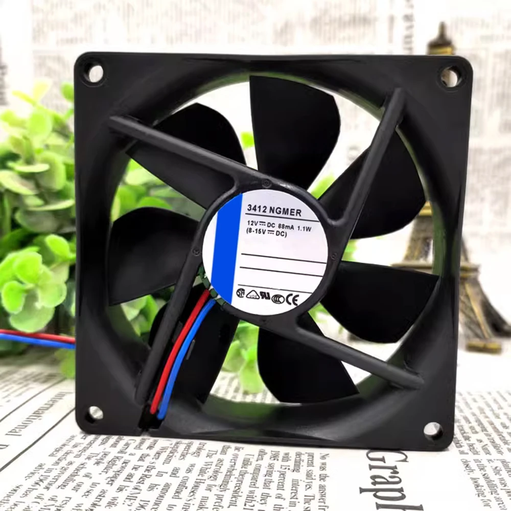 Ventilador de refrigeración 3412NGMER DC 12V 88mA 1.1W 9225 92x92x25mm Ventilador de refrigeración inversor de 2 cables