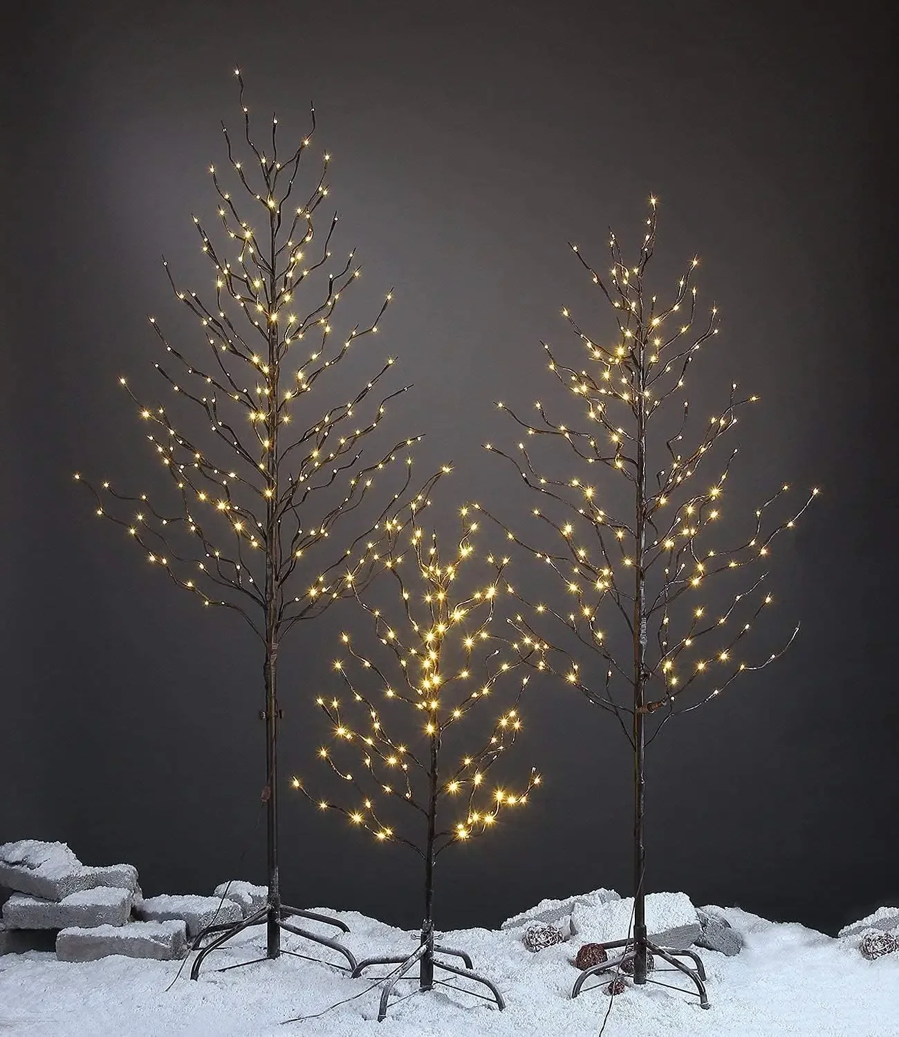 Set of 3 Star Light Trees Christmas Decorations, Including 3 feet, 5 feet, and 6 feet, Warm White Christmas Tree