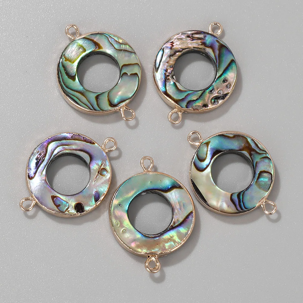 2PCS Natural Abalone Shell Pendant Charms for Jewelry Making