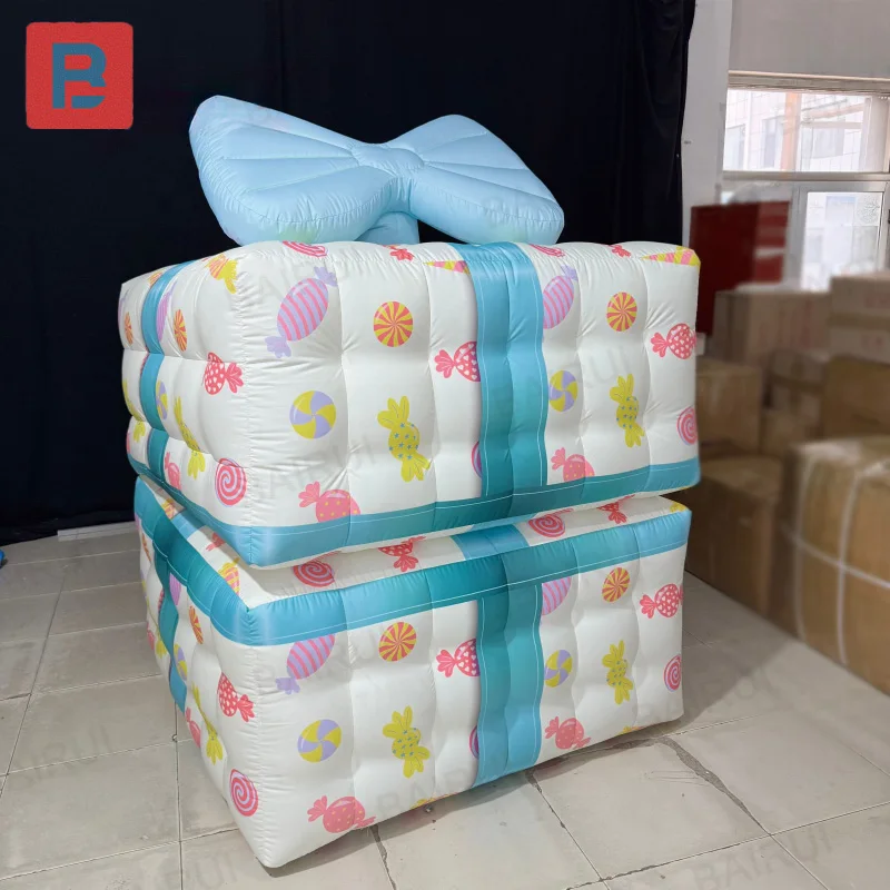 Inflatable gift box, decorative items, foldable party supplies, suitable for children's birthday parties and baby celebration ev