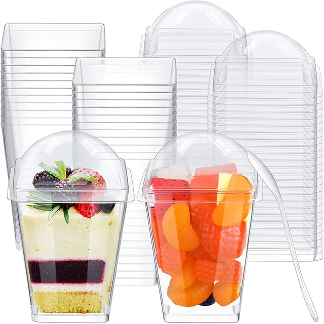 Vasos de plastico para postres de 150ML recipiente con tapa para Mousses Yogurt cucharas helado suministros para fiestas de boda 15 25 piezas AliExpress