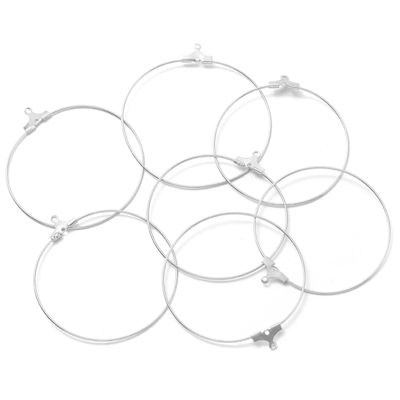 30pcs 25/30/35/40mm Hoop Findings Big Circle Ear Wire Connector Hoops Loop Earrings Base For Jewelry Making Supplies Components