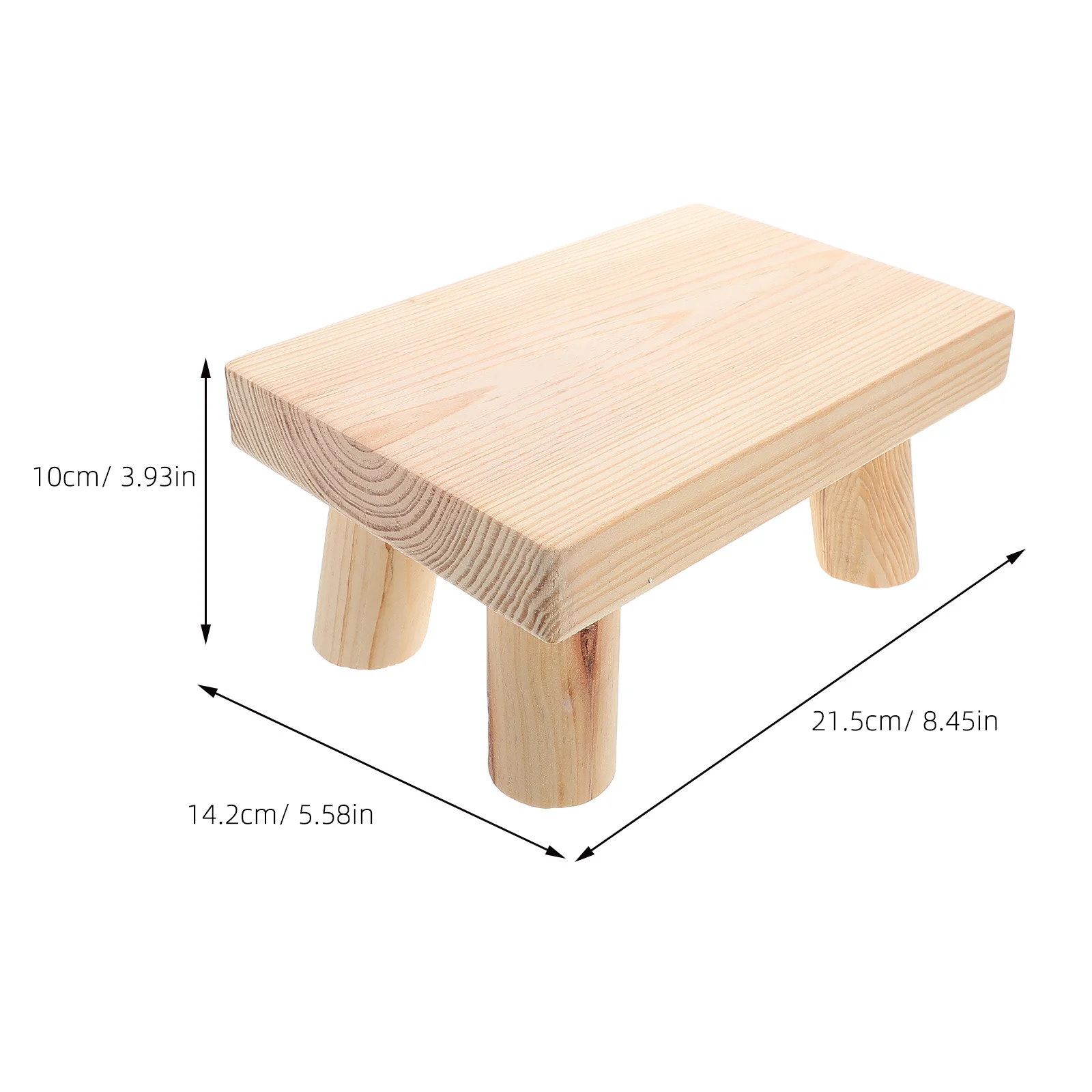 Bangku Kayu Solid Portabel 'S Untuk Penggunaan Dapur Kamar Mandi Tidak Beracun Tepi Bulat Sandaran Kaki Kayu