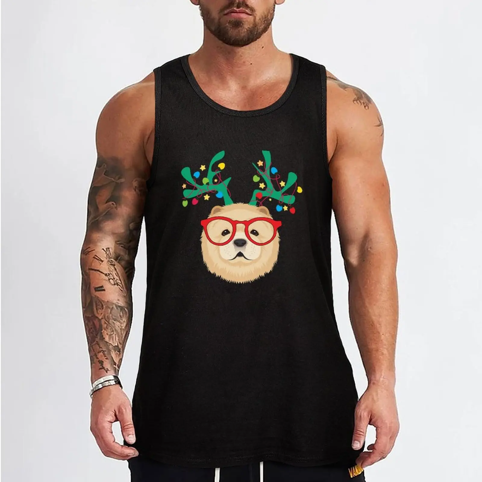 ChowChow Dog Xmas Christmas Gift Tank Top Men's sleeveless t-shirt male top gym clothing men clothings