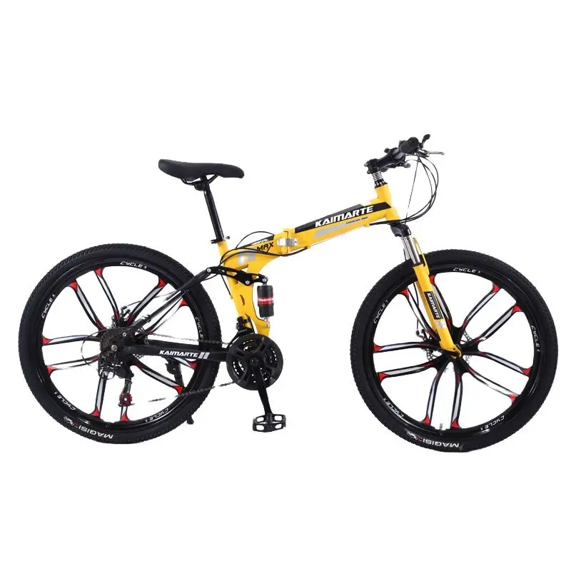 High Carbon Steel Folding Mountain Bike, 21, 24, 27, 30 Variable Speed, Adult Student, 3, 6, 10 Knife Wheel, MTB Bicycle