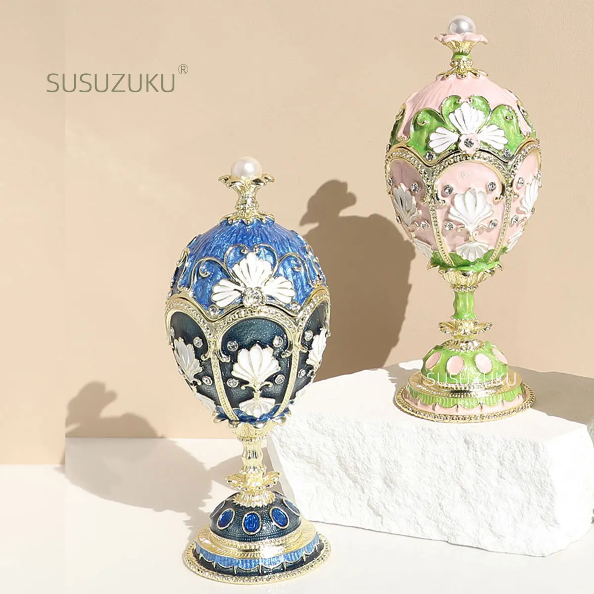 Faberge Egg Style Hand Painted Enameled Trinket Box Russia Easter Egg small egg Decorative Home Decoration Gift For Family