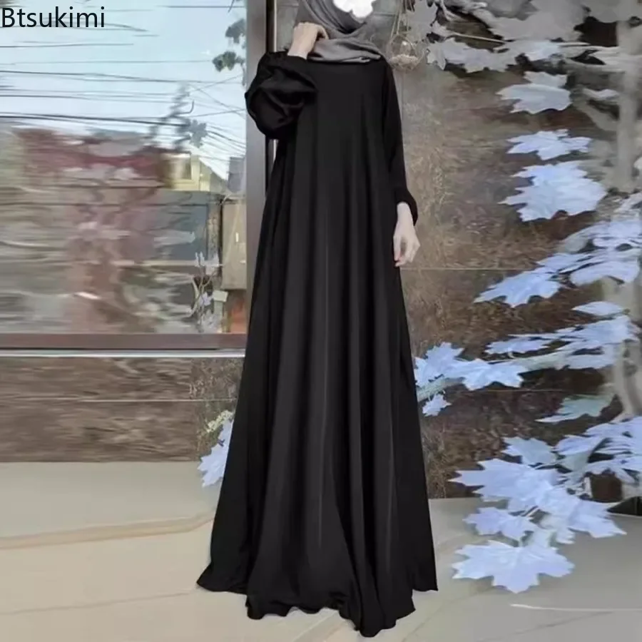 2025 Moda Muzułmańska Turcja Abaya dla kobiet Solidne Długie Sukienki Hidżab Arabski Skromny Szlafrok Ramadan Maxi Sundress Dubai Abayas Femme