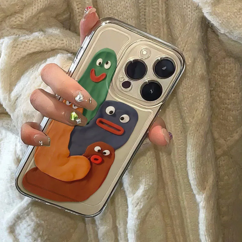 Funny Silly Putty Phone Case For iPhone 11 12 13 14 15 16 Pro Max XR X XS Mini 8 7 Plus SE 2020 Fashion Clear Case