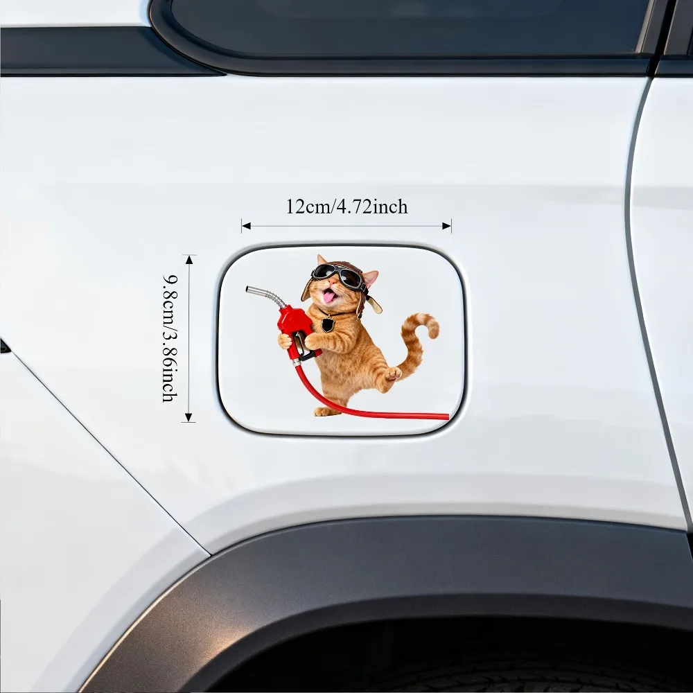 1PC Pilot Cat Graphic Decal, Waterproof Self-Adhesive Sticker, Creative DIY Ornament for Car Bumper Gas Cap Window Motorcycle