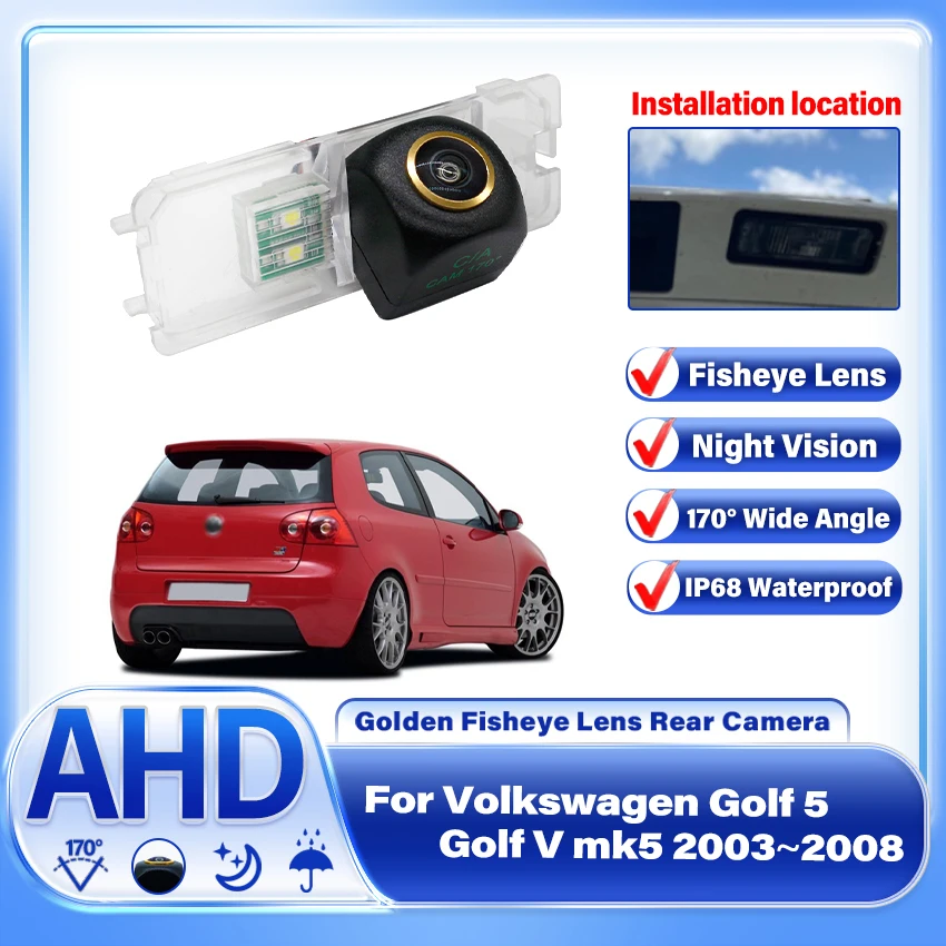 

Rear View waterproof Camera Accessories License Plate Lamp With AHD CCD Night Vision For Volkswagen Golf 5 Golf V Mk5 2003~2008
