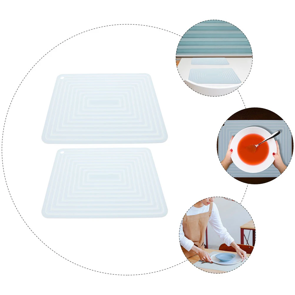 

2pcs Silicone Pot Mats Heat Resistant Non-Slip Trivets For Hot Pots Kitchen Countertop Protection Household Restaurant Use