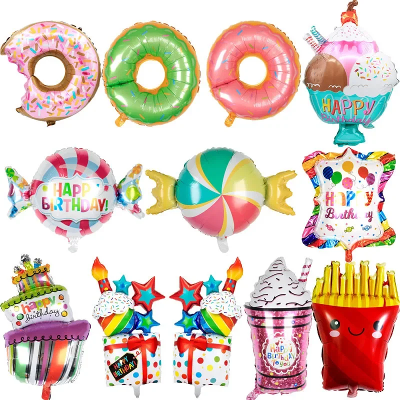 Disney baby birthday holiday party decoration aluminum film balloon new donut balloon candy lollipop shape