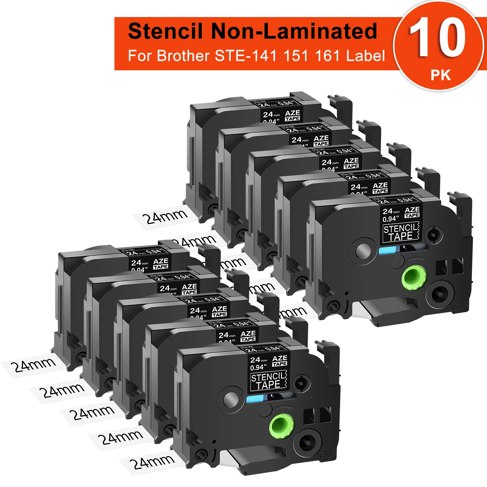 3-10 peças 18/24/36mm estêncil fitas não laminadas compatíveis para brother STE-141 STE-151 STE-161 para impressora de etiquetas p-touch pt1400