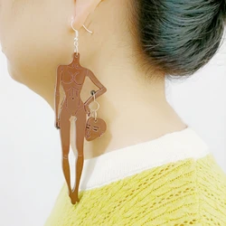 KUGUYS Halloween Body Head Faces Long Drop Earrings for Women Brown Skin HipHop Rock Punk Acrylic Jewelry Accessories
