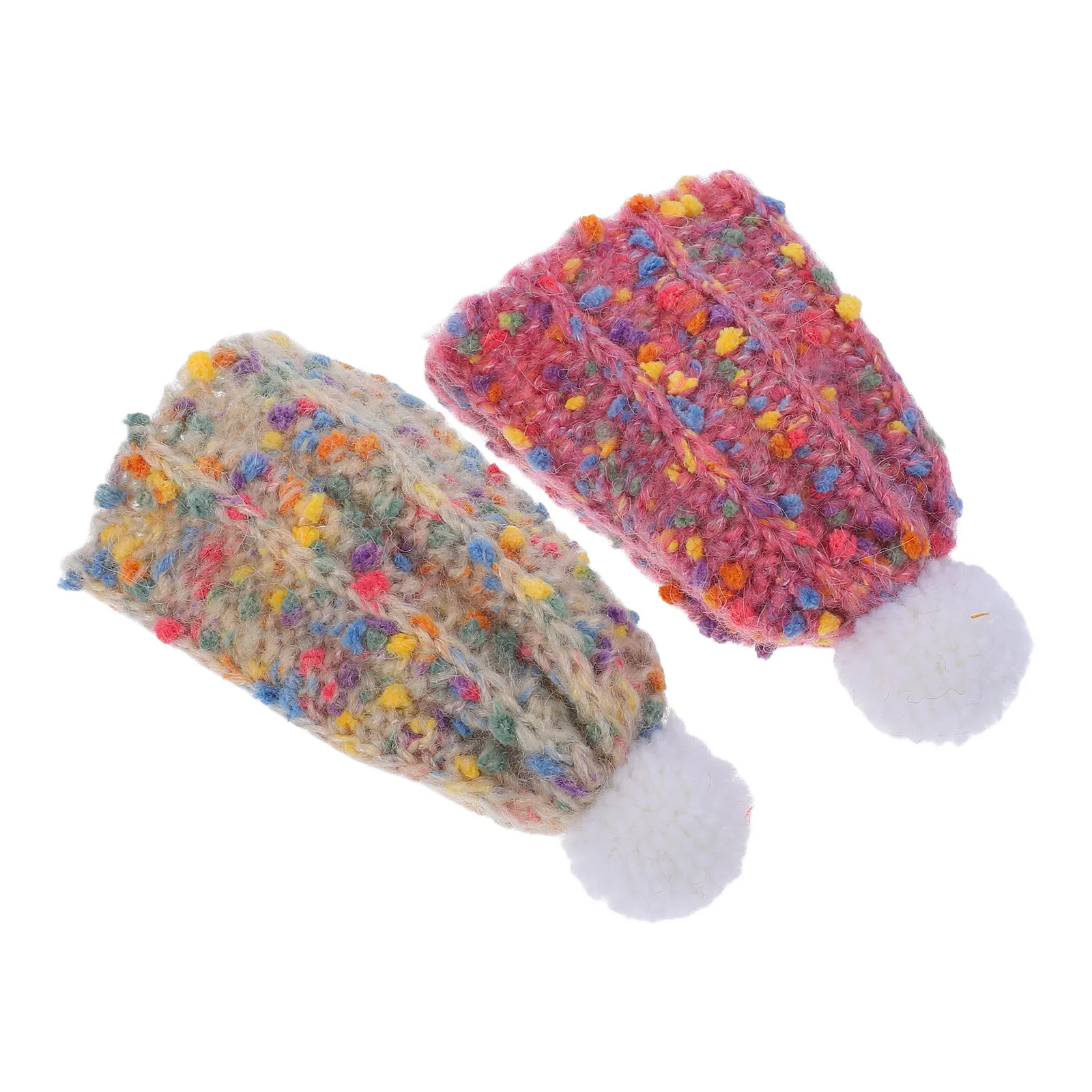 Lot de 2 mini-bonnets en laine tricotée, petits bonnets pour artisanat, art, bricolage, décorations de maison de poupée, ornements de Noël, petites décorations de chapeaux d'hiver