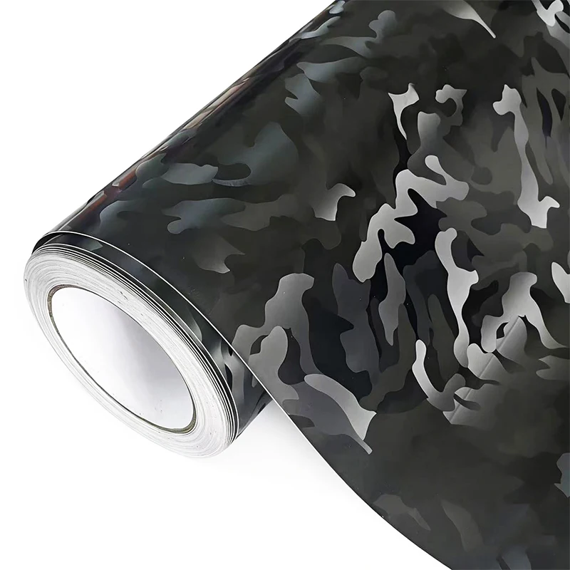 

Premium Ghost Black Stealth Camouflage Vinyl Wrap Film With Air Release Self Adhesive Car Wrapping Motorcycle DIY Decal Sticker