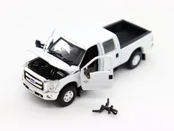 Coche de juguete de aleación fundido a presión para colección, camioneta de Metal F250 de 1/64 asientos dobles, puertas abiertas para regalo de colección