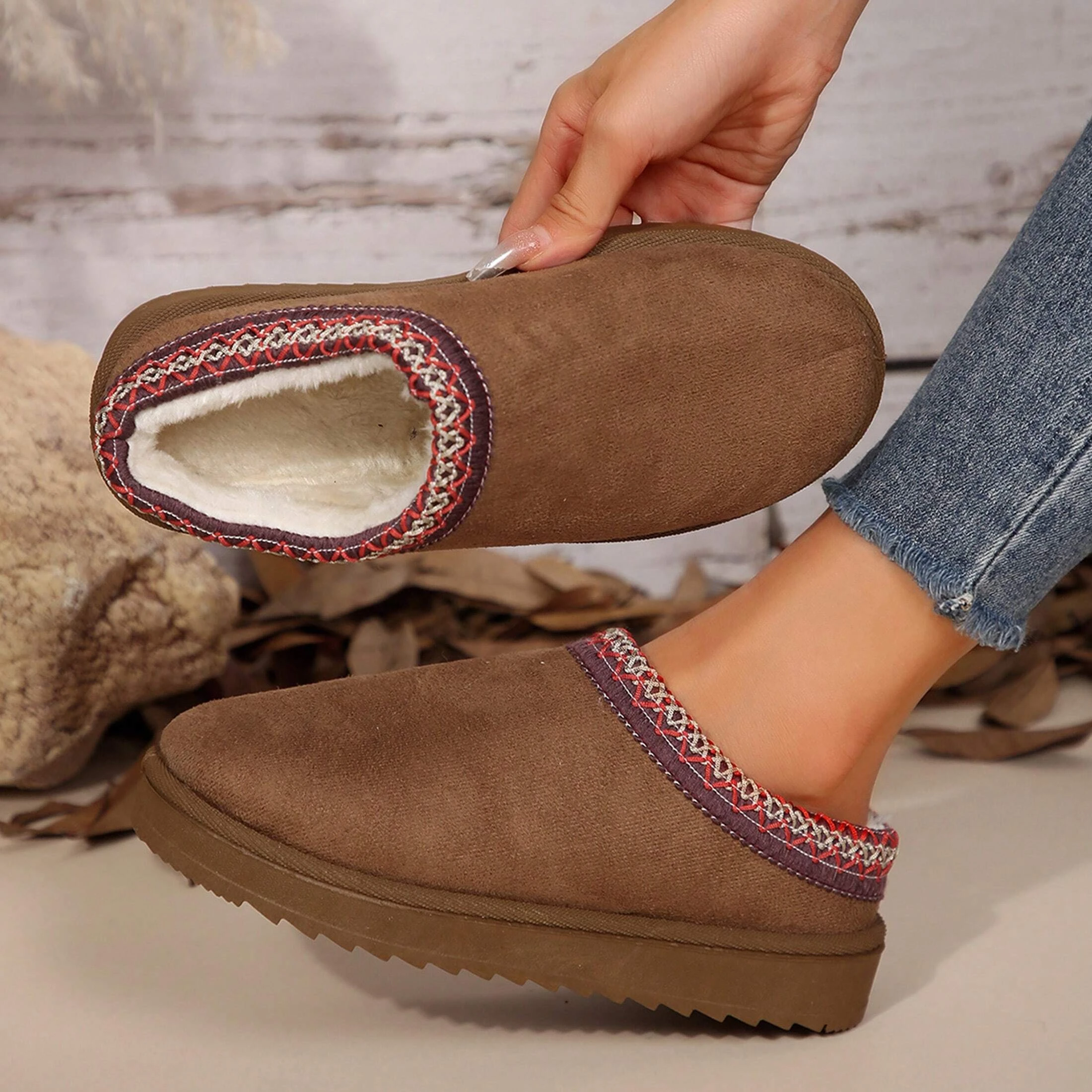 Women's Fur Lined Sandals And Platform Snow Boots - Warm And Durable Shoes For Outdoor Non Slip Comfort, Thickened Flat Soles Wi image 6