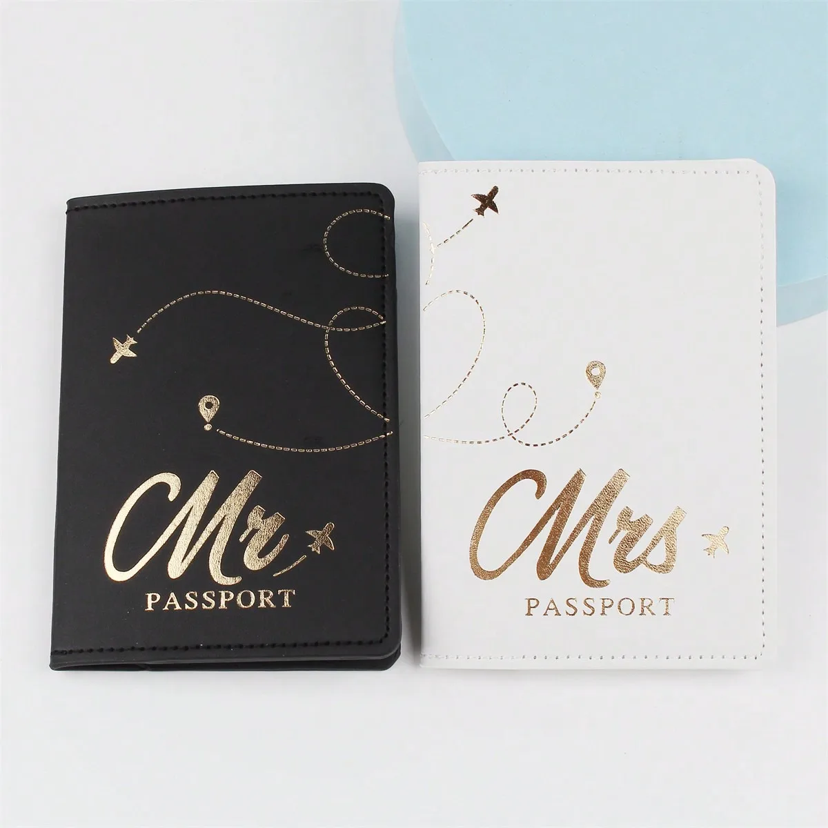 2PCS/Set New Mr Mrs PU Leather Passport Cover Case Card Holder Lightweight Travel Accessories Wallet Gift For Lovers